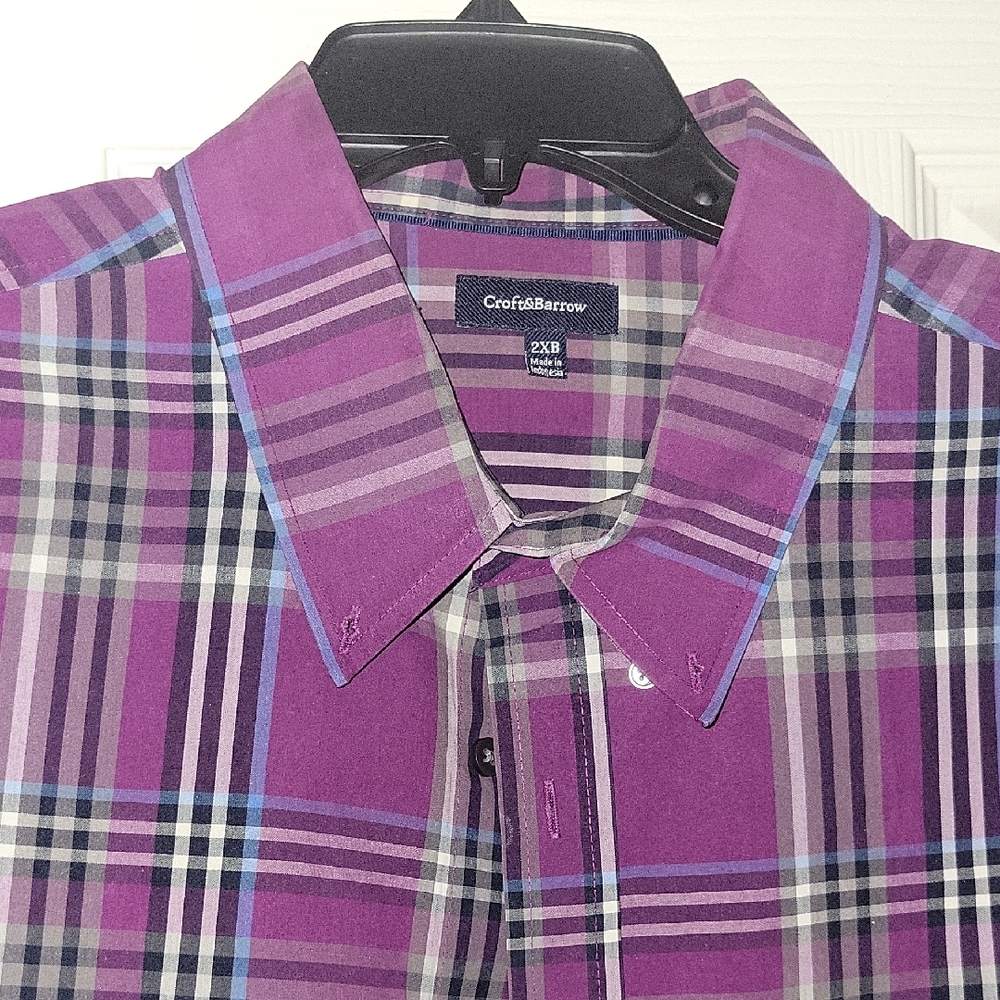 Croft & Barrow Purple Casual Button Down Shirt